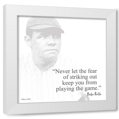 Baseball Greats - Babe Ruth White Modern Wood Framed Art Print by Ball, Susan