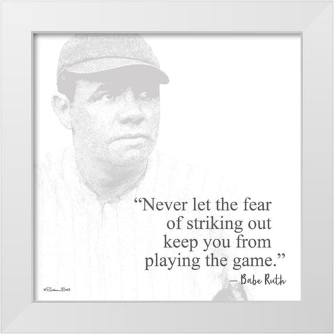 Baseball Greats - Babe Ruth White Modern Wood Framed Art Print by Ball, Susan