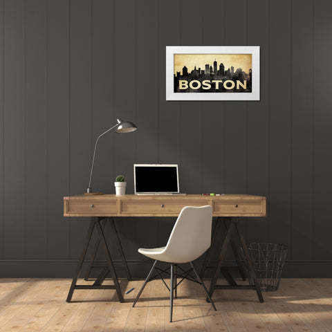 Boston Skyline White Modern Wood Framed Art Print by Ball, Susan