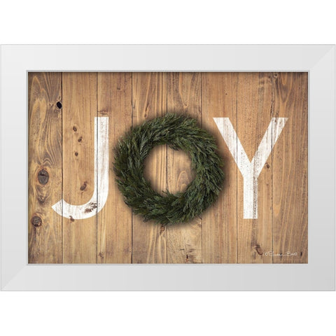 Joy Cedar Wreath White Modern Wood Framed Art Print by Ball, Susan