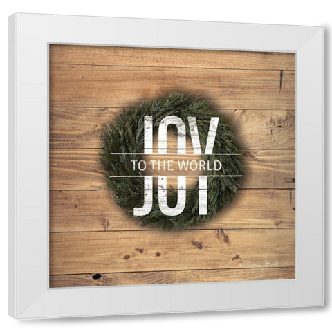 Joy to the World with Wreath White Modern Wood Framed Art Print by Ball, Susan