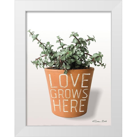 Succulent Love Grows Here White Modern Wood Framed Art Print by Ball, Susan