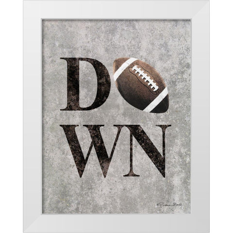 Football DOWN White Modern Wood Framed Art Print by Ball, Susan