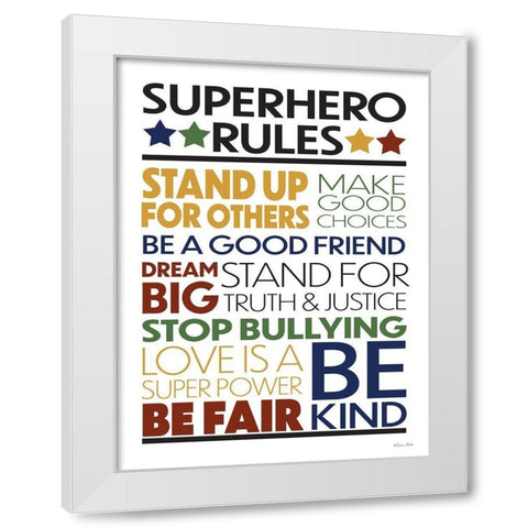 Superhero Rules White Modern Wood Framed Art Print by Ball, Susan