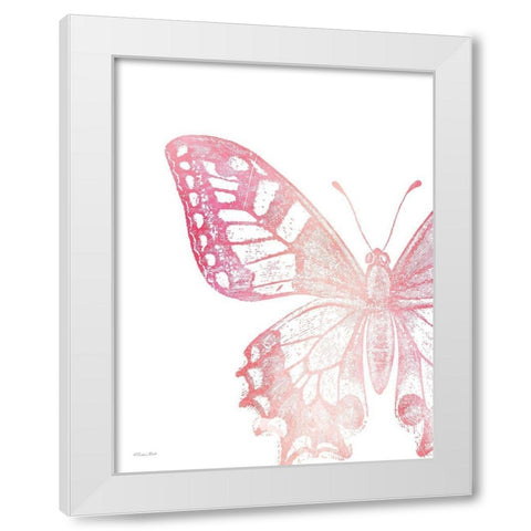 Pink Butterfly I White Modern Wood Framed Art Print by Ball, Susan