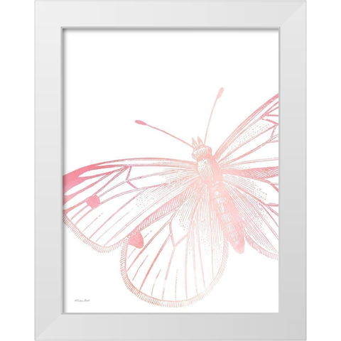 Pink Butterfly II White Modern Wood Framed Art Print by Ball, Susan