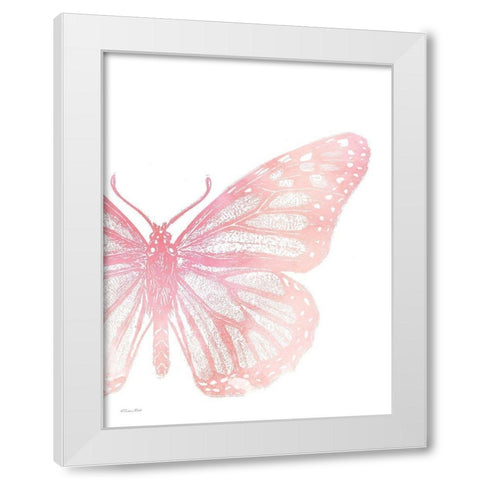 Pink Butterfly IV White Modern Wood Framed Art Print by Ball, Susan