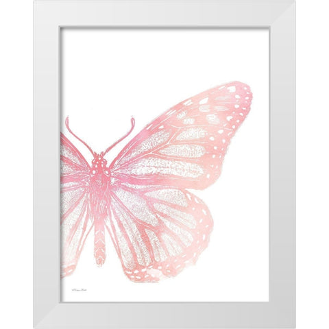 Pink Butterfly IV White Modern Wood Framed Art Print by Ball, Susan