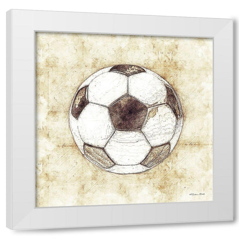 Soccer Sketch White Modern Wood Framed Art Print by Ball, Susan