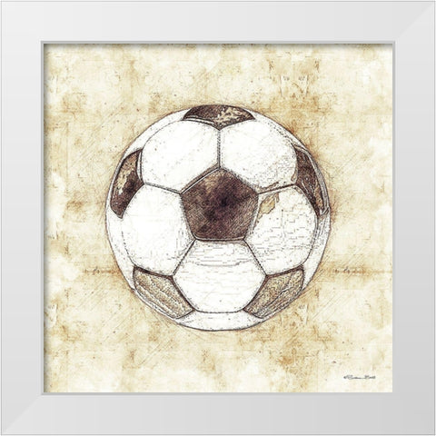 Soccer Sketch White Modern Wood Framed Art Print by Ball, Susan