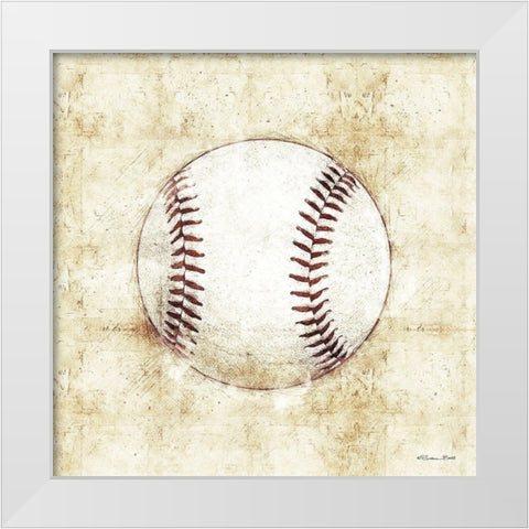 Baseball Sketch White Modern Wood Framed Art Print by Ball, Susan
