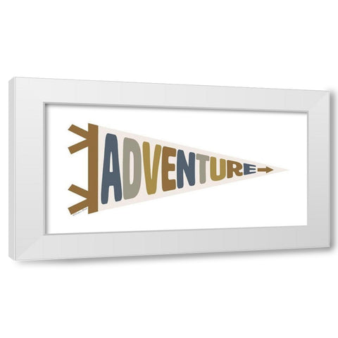 Adventure Pennant White Modern Wood Framed Art Print by Ball, Susan