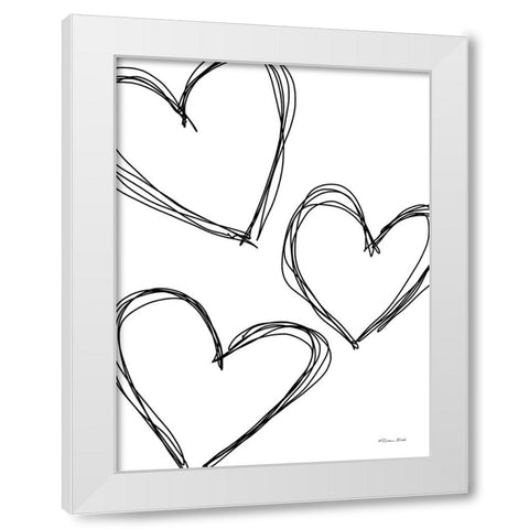 Doodle Hearts White Modern Wood Framed Art Print by Ball, Susan