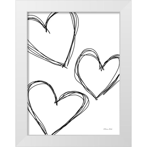 Doodle Hearts White Modern Wood Framed Art Print by Ball, Susan