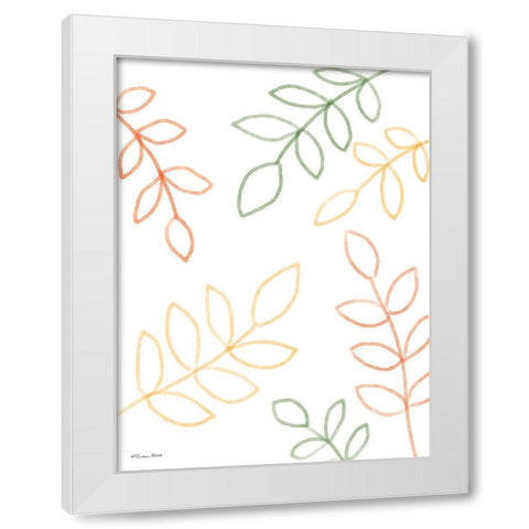 Colorful Leaves White Modern Wood Framed Art Print by Ball, Susan