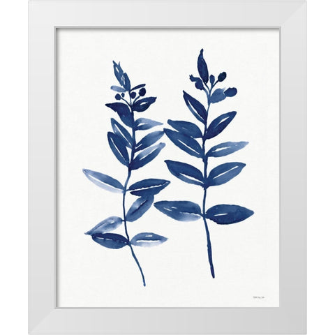 Nature in Indigo 3 White Modern Wood Framed Art Print by Stellar Design Studio