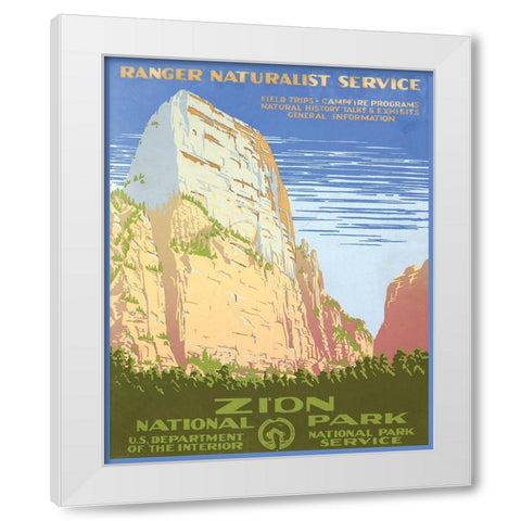 Zion National Park White Modern Wood Framed Art Print by Stellar Design Studio