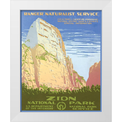 Zion National Park White Modern Wood Framed Art Print by Stellar Design Studio