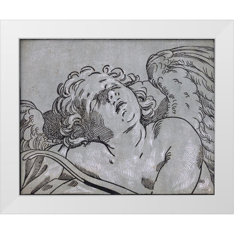 Cupid White Modern Wood Framed Art Print by Stellar Design Studio