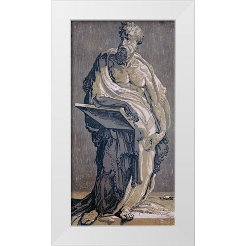 Hectus with Tablet White Modern Wood Framed Art Print by Stellar Design Studio