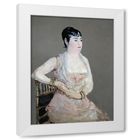 Lady in Pink White Modern Wood Framed Art Print by Stellar Design Studio