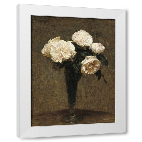 Vintage Floral Vase White Modern Wood Framed Art Print by Stellar Design Studio