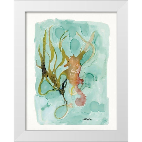 Seahorse 2 White Modern Wood Framed Art Print by Stellar Design Studio