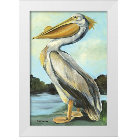 The Grand Pelican White Modern Wood Framed Art Print by Stellar Design Studio