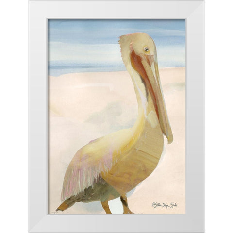 Pelican 1 White Modern Wood Framed Art Print by Stellar Design Studio