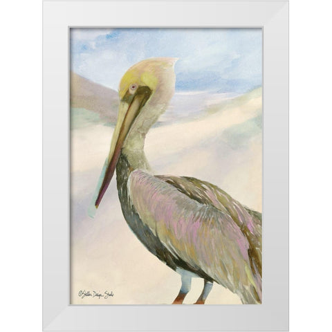 Pelican 2 White Modern Wood Framed Art Print by Stellar Design Studio