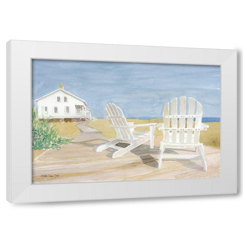 Beach Chairs 1 White Modern Wood Framed Art Print by Stellar Design Studio