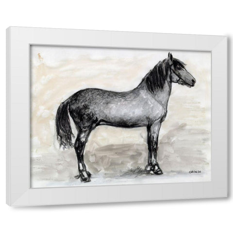 Horse Study 1 White Modern Wood Framed Art Print by Stellar Designs Studio