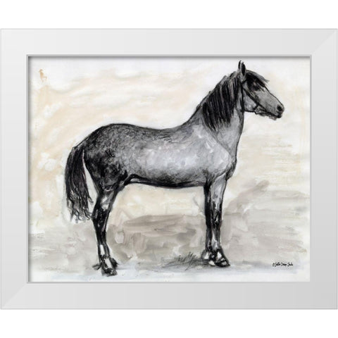 Horse Study 1 White Modern Wood Framed Art Print by Stellar Designs Studio