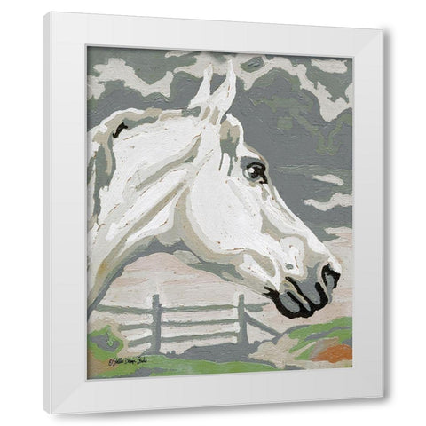 Painted Horse 1 White Modern Wood Framed Art Print by Stellar Design Studio