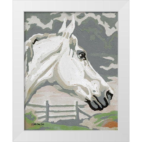 Painted Horse 1 White Modern Wood Framed Art Print by Stellar Design Studio