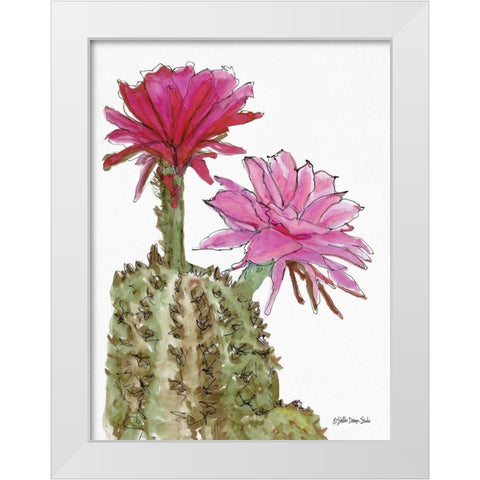 Cactus Flower 2    White Modern Wood Framed Art Print by Stellar Design Studio