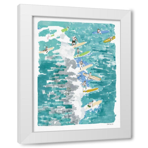 Surfs Up 1 White Modern Wood Framed Art Print by Stellar Design Studio