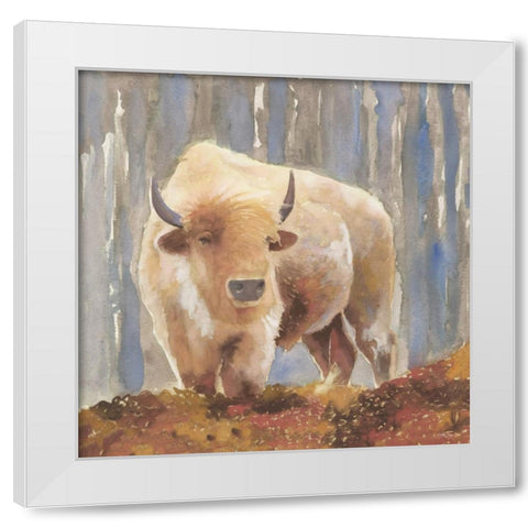 White Buffalo White Modern Wood Framed Art Print by Stellar Design Studio