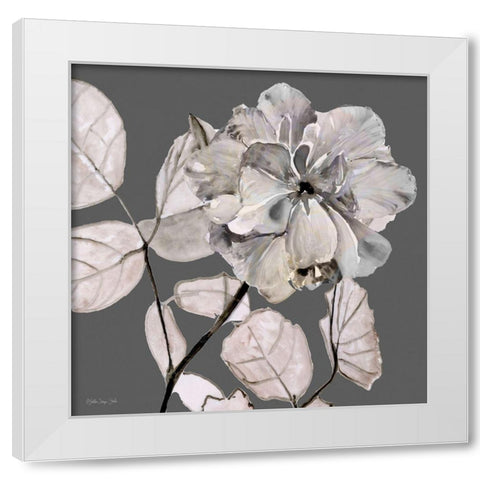 Floral in Gray 1 White Modern Wood Framed Art Print by Stellar Design Studio