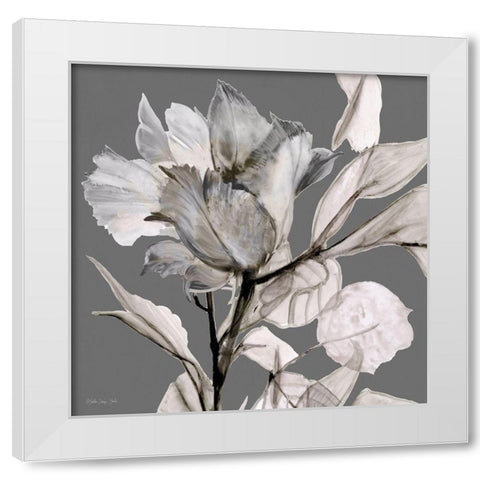 Floral in Gray 2 White Modern Wood Framed Art Print by Stellar Design Studio