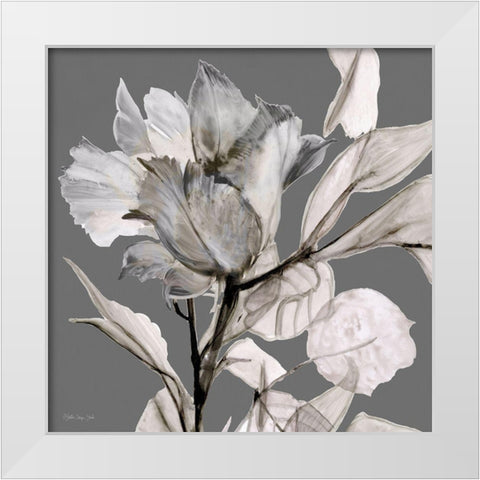 Floral in Gray 2 White Modern Wood Framed Art Print by Stellar Design Studio