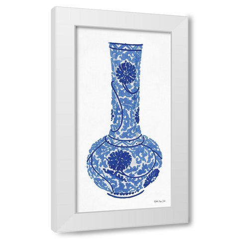 Blue and White Vase 1 White Modern Wood Framed Art Print by Stellar Design Studio