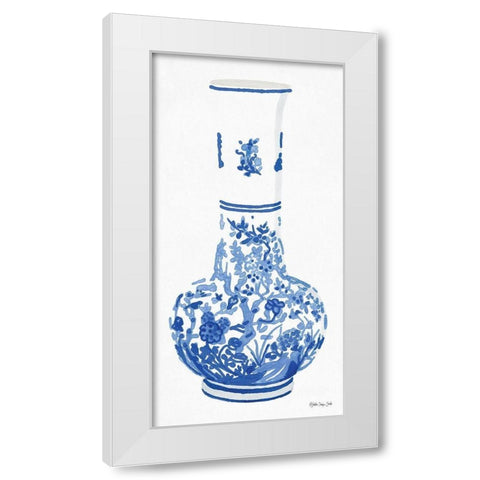 Blue and White Vase 2 White Modern Wood Framed Art Print by Stellar Design Studio