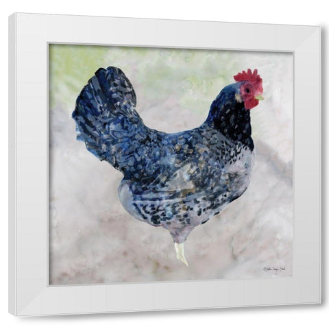 Rooster 1 White Modern Wood Framed Art Print by Stellar Design Studio