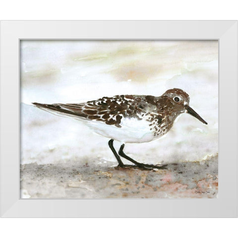 Sandpiper 1 White Modern Wood Framed Art Print by Stellar Design Studio