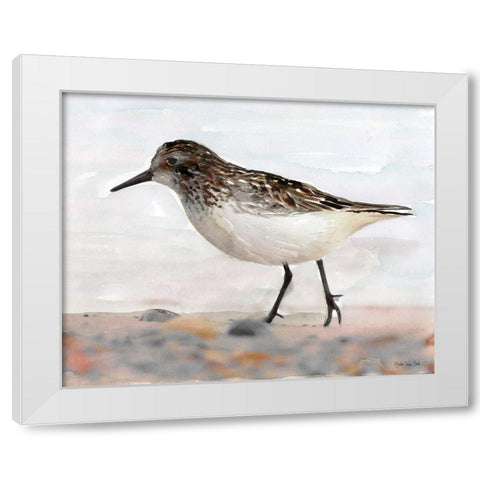 Sandpiper 2 White Modern Wood Framed Art Print by Stellar Design Studio