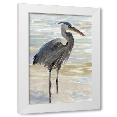 Heron in Water White Modern Wood Framed Art Print by Stellar Design Studio