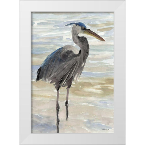 Heron in Water White Modern Wood Framed Art Print by Stellar Design Studio