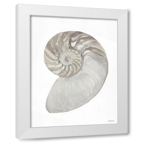 Neutral Shell 2 White Modern Wood Framed Art Print by Stellar Design Studio