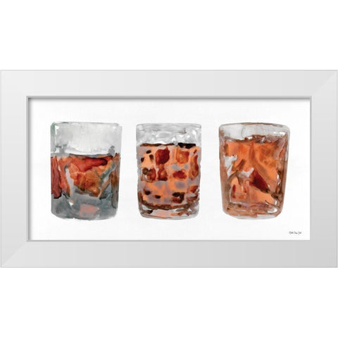 Bourbon Glasses 2 White Modern Wood Framed Art Print by Stellar Design Studio